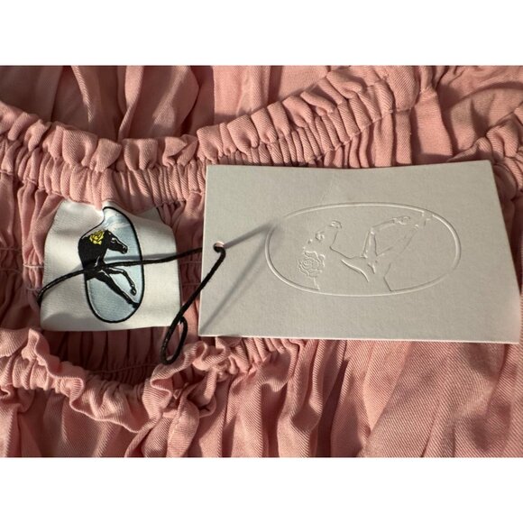 Sleeper Juliette Off Shoulder Smocked Midi Dress M Fairy Pink Shirred NEW $370 - Picture 12 of 14